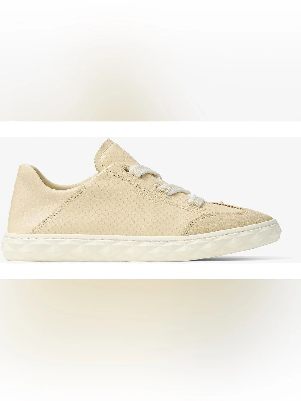 New JIMMY CHOO Diamond Light Flex Leather Low-Top Trainers $625 38.5